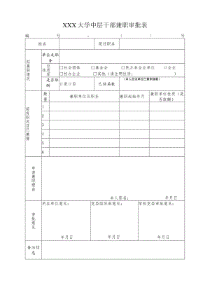 大学中层干部兼职审批表.docx