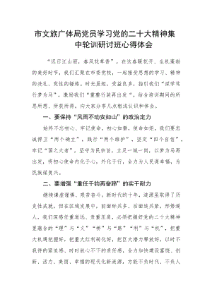 市文旅广体局党员学习党的二十大精神集中轮训研讨班心得体会.docx
