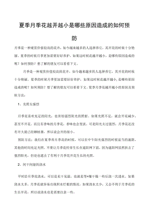 夏季月季花越开越小是哪些原因造成的如何预防.docx