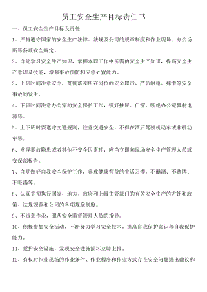 员工安全生产目标责任书.docx