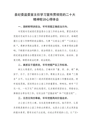 县纪委监委室主任学习宣传贯彻党的二十大精神轮训心得体会.docx