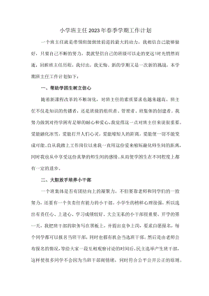 小学生班主任2023年春季学期个人工作计划.docx