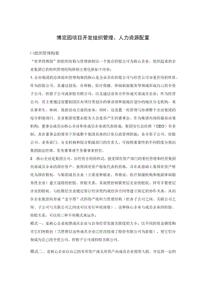 博览园项目开发组织管理、人力资源配置.docx