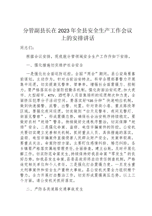 分管副县长在2023年全县安全生产工作会议上的安排讲话.docx