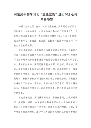司法局干部学习【“三抓三促”进行时】心得体会感想.docx