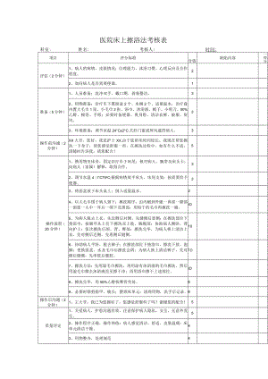 医院床上擦浴法考核表.docx