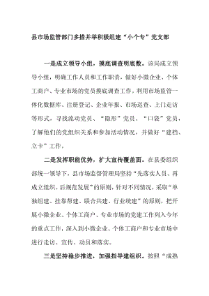县市场监管部门多措并举积极组建“小个专”党支部.docx