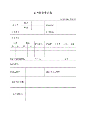 出差计划申请表.docx