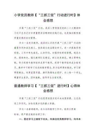 小学党员教师【“三抓三促”行动进行时】学习心得体会感想4篇 .docx