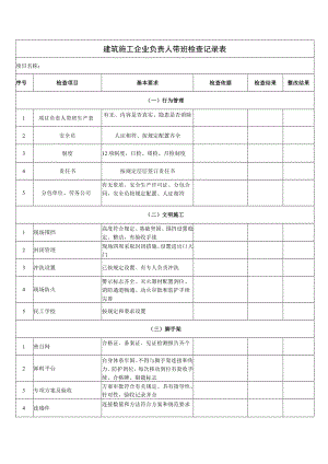 建筑施工企业负责人带班检查记录表.docx