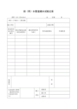 排（雨）水管道灌水试验记录.docx