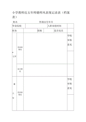 小学教师近五年师德师风表现记录表.docx