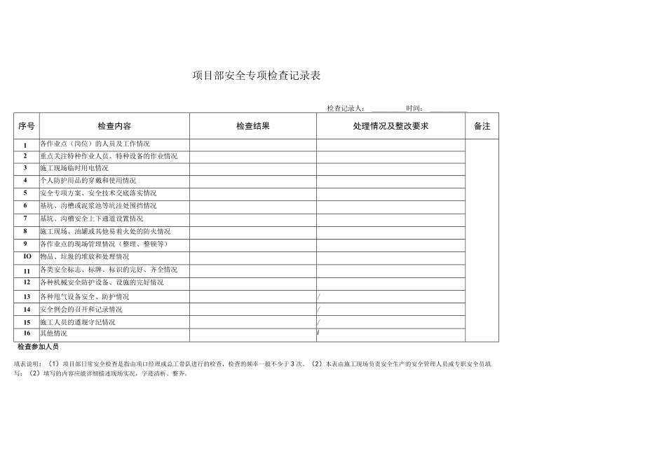 安全专项检查记录表(样板).docx_第1页