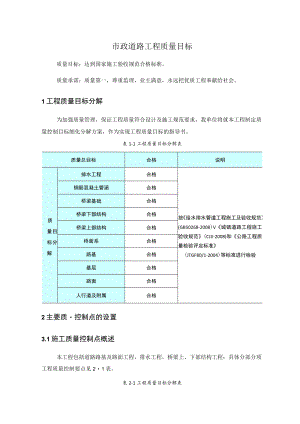 市政道路工程质量目标.docx