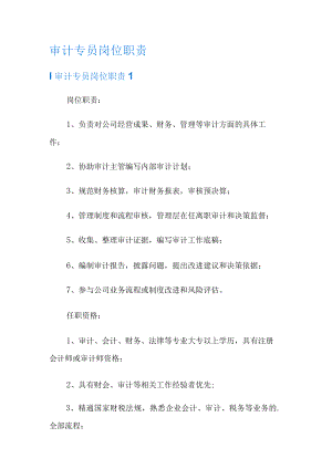 审计专员岗位职责.docx