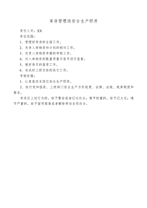 库房管理岗安全生产职责.docx