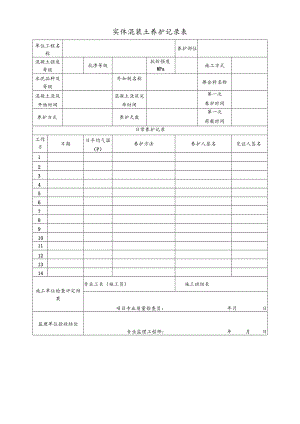 实体混凝土养护记录表.docx