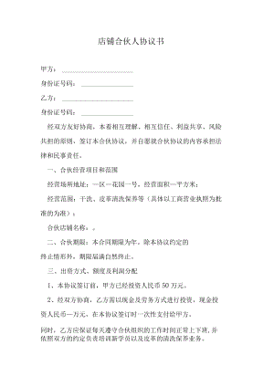 店铺合伙人协议书.docx