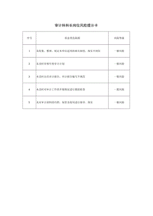 审计科科长岗位风险提示卡.docx