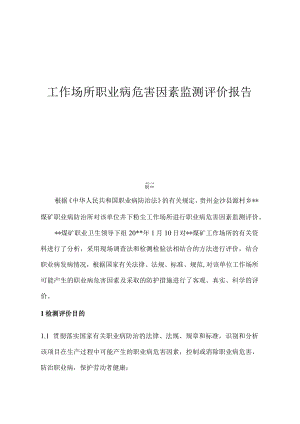 工作场所职业病危害因素检测评价报告.docx