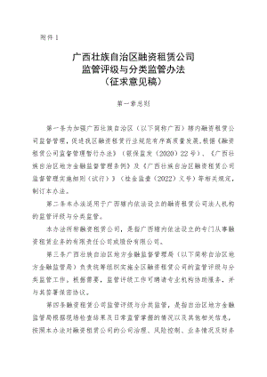 广西壮族自治区融资租赁公司监管评级与分类监管办法(征求意见稿).docx