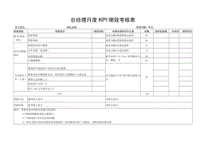 总经理月度KPI绩效考核表.docx