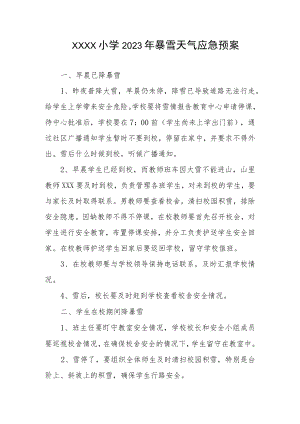 小学2023年暴雪天气应急预案.docx