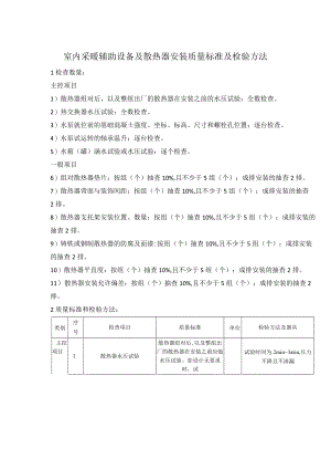 室内采暖辅助设备及散热器安装质量标准及检验方法.docx