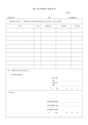 施工单位特种人员报审表.docx