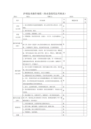 护理技术操作规程（热水袋使用法考核表）.docx