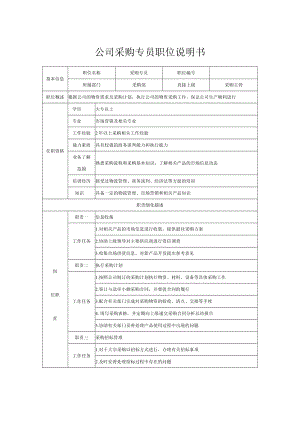 公司采购专员职位说明书.docx