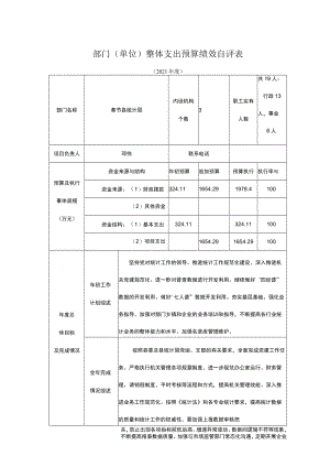部门单位整体支出预算绩效自评表.docx