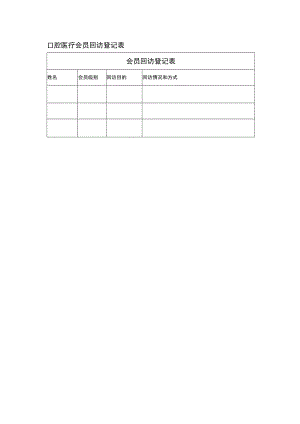 口腔医疗会员回访登记表.docx