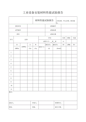 工业设备安装材料性能试验报告.docx