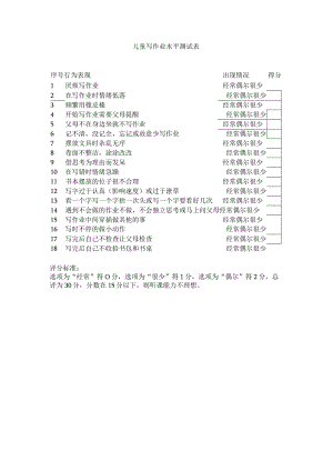 儿童写作业水平测试表.docx