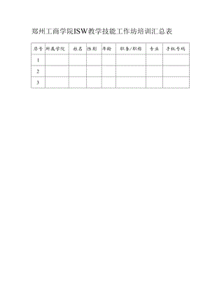 郑州工商学院ISW教学技能工作坊培训汇总表.docx