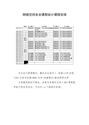 网络空间安全课程设计课程安排.docx