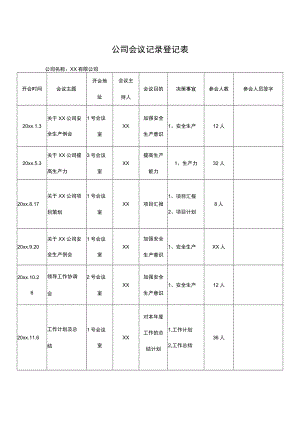 公司会议记录登记表.docx