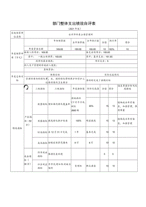 部门整体支出绩效自评表.docx