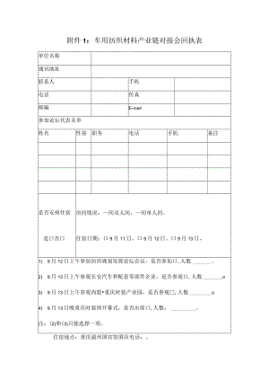 车用纺织材料产业链对接会回执表.docx