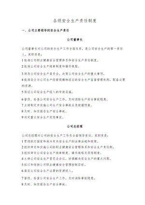 某公司各级安全生产责任制度.docx