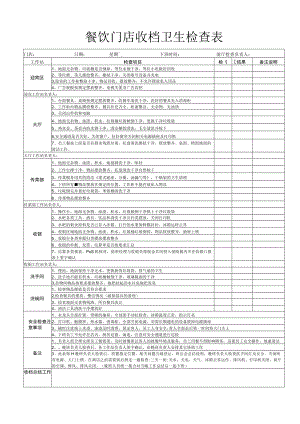 餐饮门店收档卫生检查表.docx