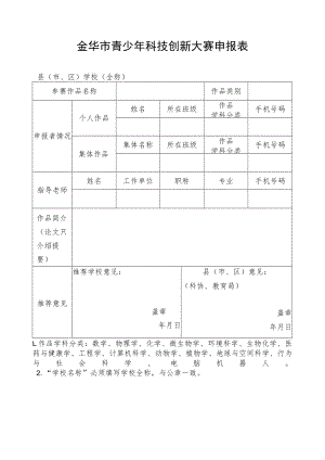 金华市青少年科技创新大赛申报表.docx