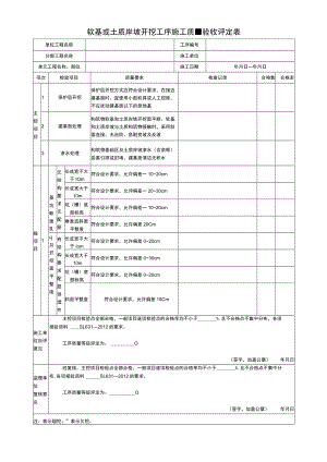 软基或土质岸坡开挖工序质量验收评定表.docx