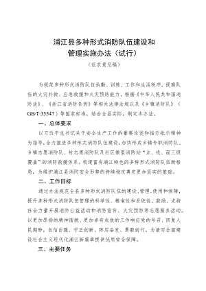 浦江县多种形式消防队伍建设和管理实施办法（试行）.docx