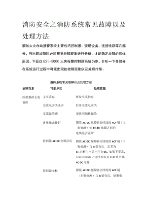 消防安全之消防系统常见故障以及处理方法.docx
