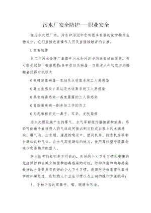 污水厂安全防护---职业安全.docx