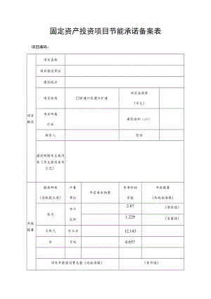 固定资产投资项目节能承诺备案表.docx