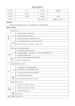 3水电工岗位说明书.docx