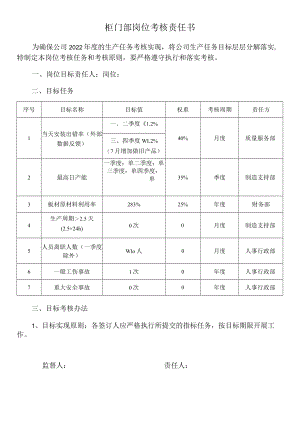 柜门部岗位考核责任书.docx